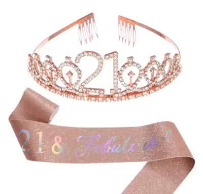 Tiara de cumpleaños con número y cinta - miniatura 5