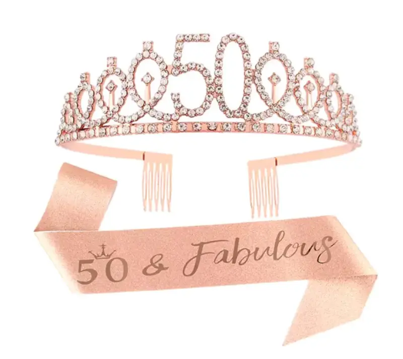 Tiara de cumpleaños con número y cinta - 6
