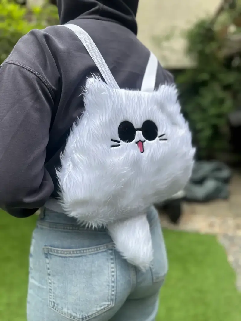 Mochila peluche gato negro con diseño divertido - 6