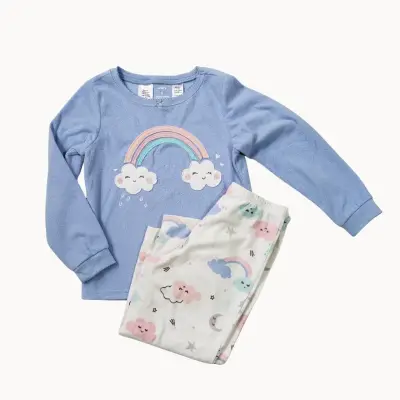 Pijama infantil de polar con diseño de arcoíris - miniatura 1