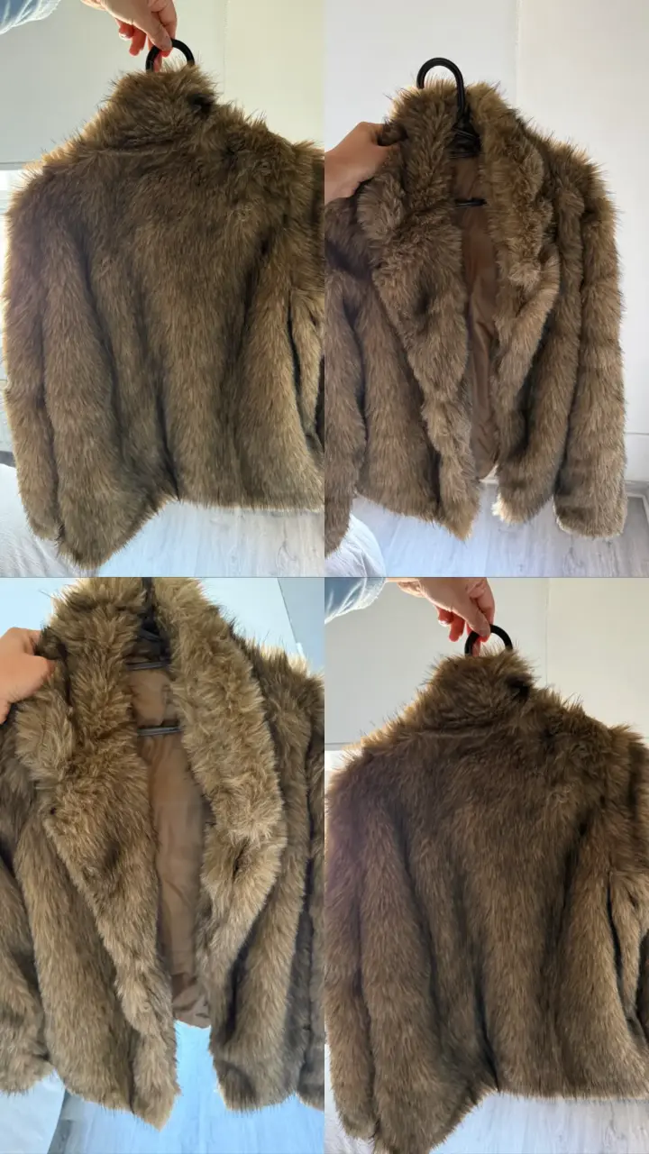 Chaqueta de piel sintética marrón para mujer - 5