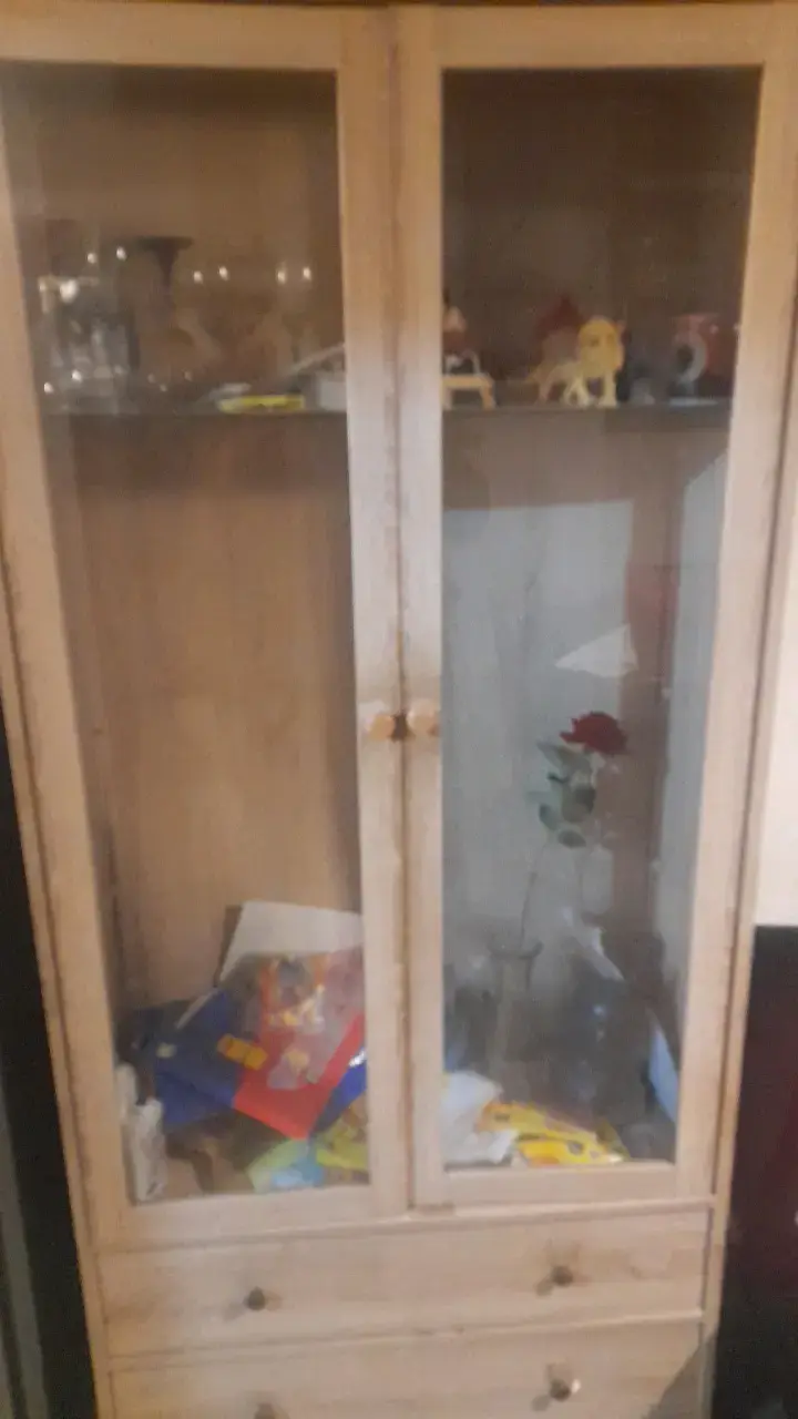 Vitrina de madera con puertas de vidrio - 3