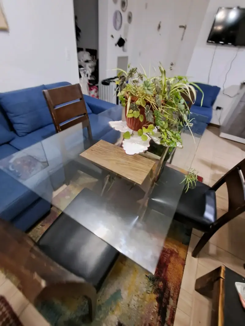 Juego de comedor de vidrio con sillas de madera - 4