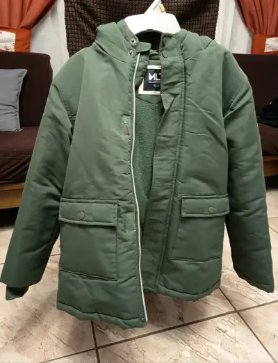 Parka verde con capucha para niño talla 12 - miniatura 1