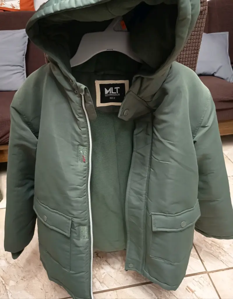 Parka verde con capucha para niño talla 12 - 2