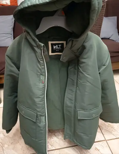 Parka verde con capucha para niño talla 12 - miniatura 2