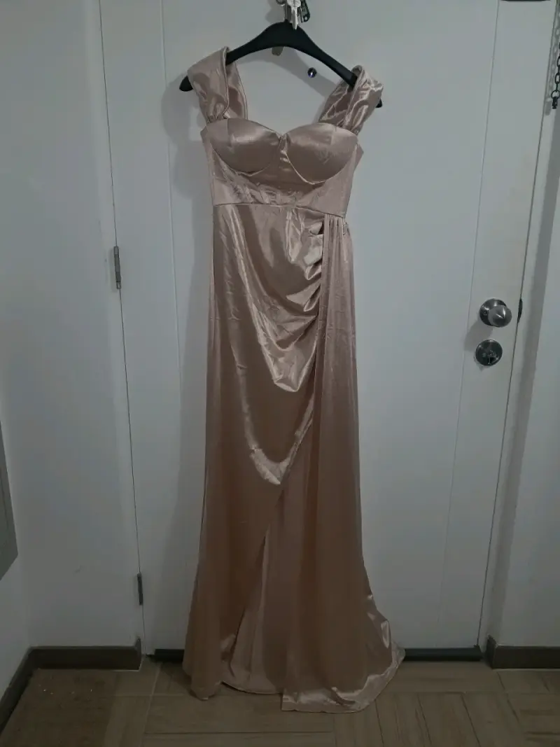 Vestido de fiesta largo color champagne - 3