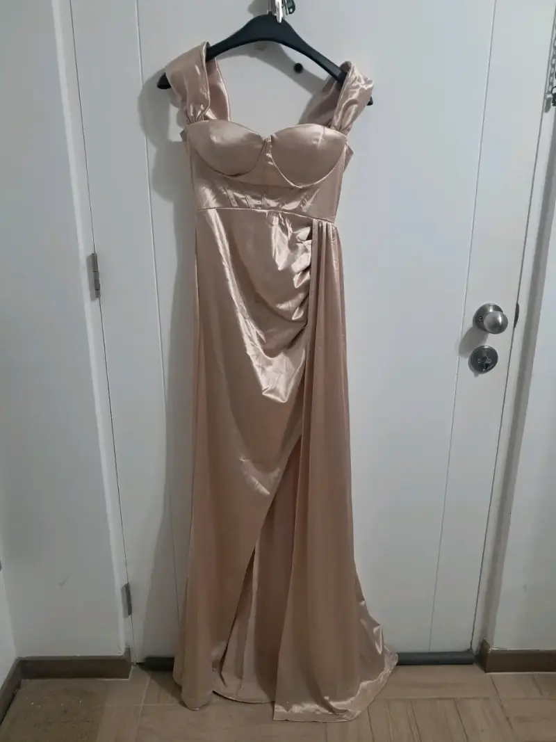 Vestido de fiesta largo color champagne - 4