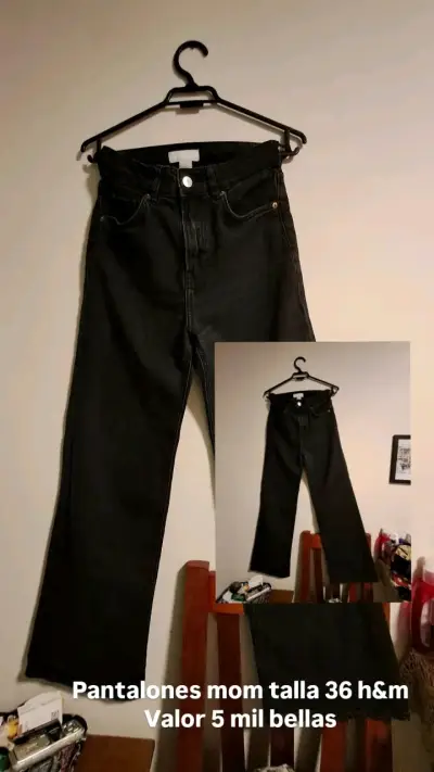 Pantalones mom negros talla 36 H&M - miniatura 1