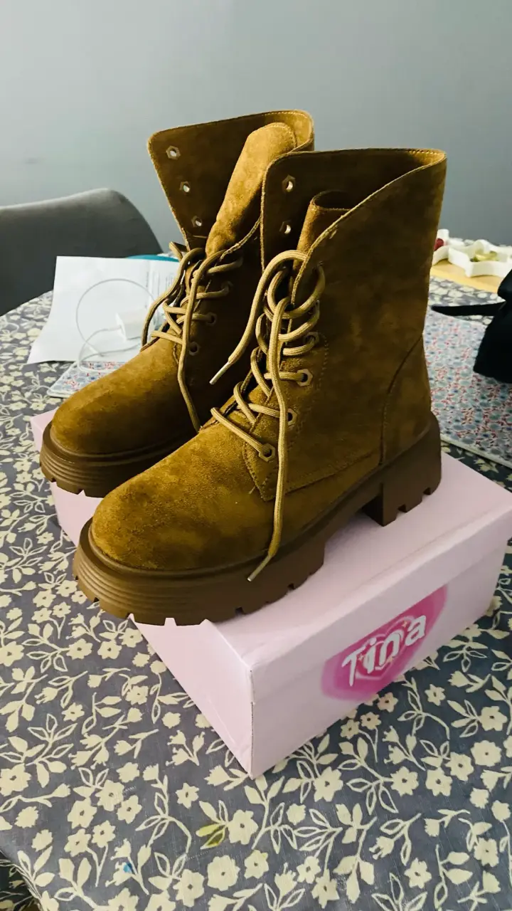 Botas de gamuza camel con plataforma - 5
