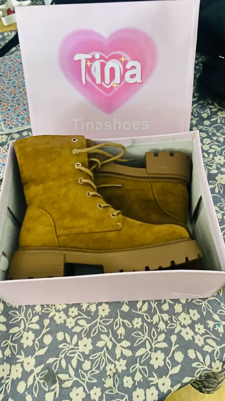 Botas de gamuza camel con plataforma - 6
