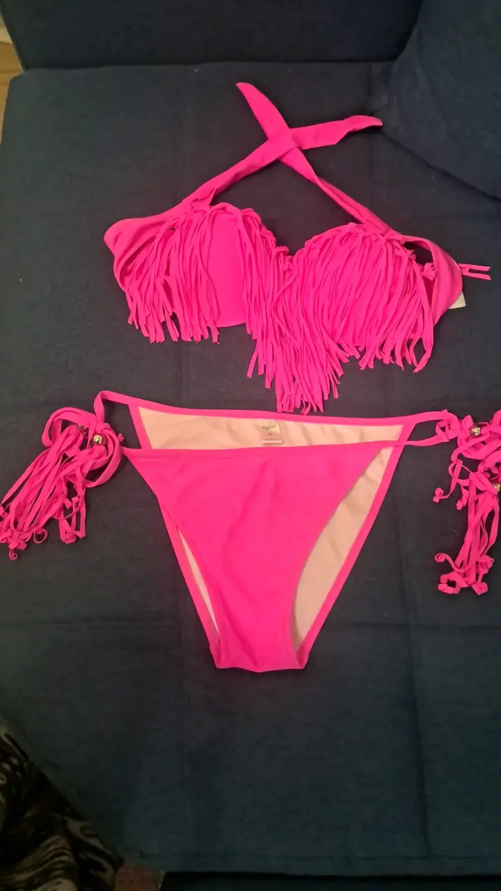 Bikini rosa con flecos para mujer - 1