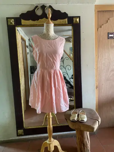 Vestido damasco pastel sin mangas para mujer - miniatura 1