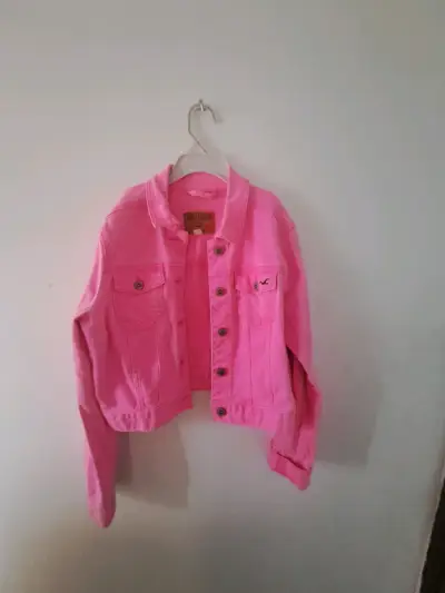 Chaqueta de mezclilla rosa Hollister para mujer - miniatura 2