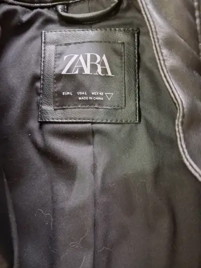 Chaqueta de cuero negra Zara para hombre - miniatura 2