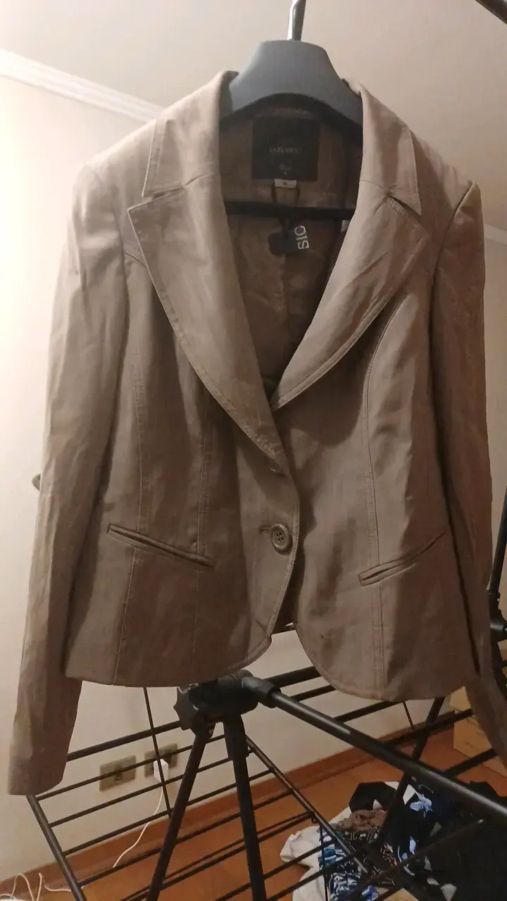 Blazer beige para mujer talla - 1