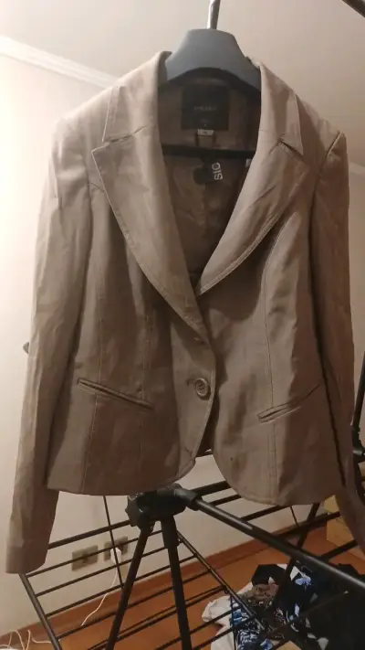 Blazer beige para mujer talla - miniatura 1