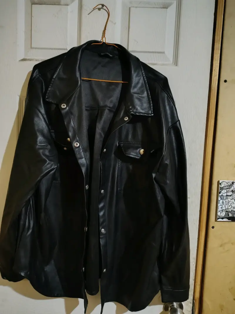 Chaqueta de cuero negra para hombre - 1