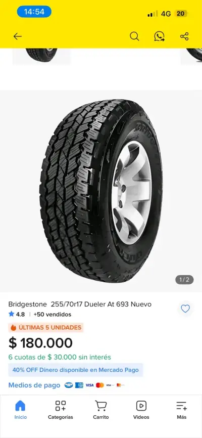 Juego de 4 neumáticos Bridgestone Dueler AT 255/70R17 - miniatura 5