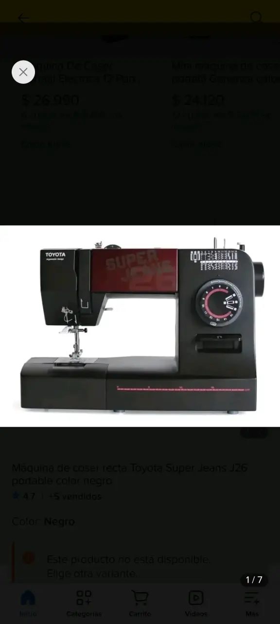 Máquina de Coser Toyota Super Jeans J26 Negra
