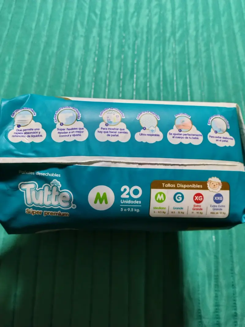 Pañales desechables Tutte Súper Premium M y XG 20U - 1