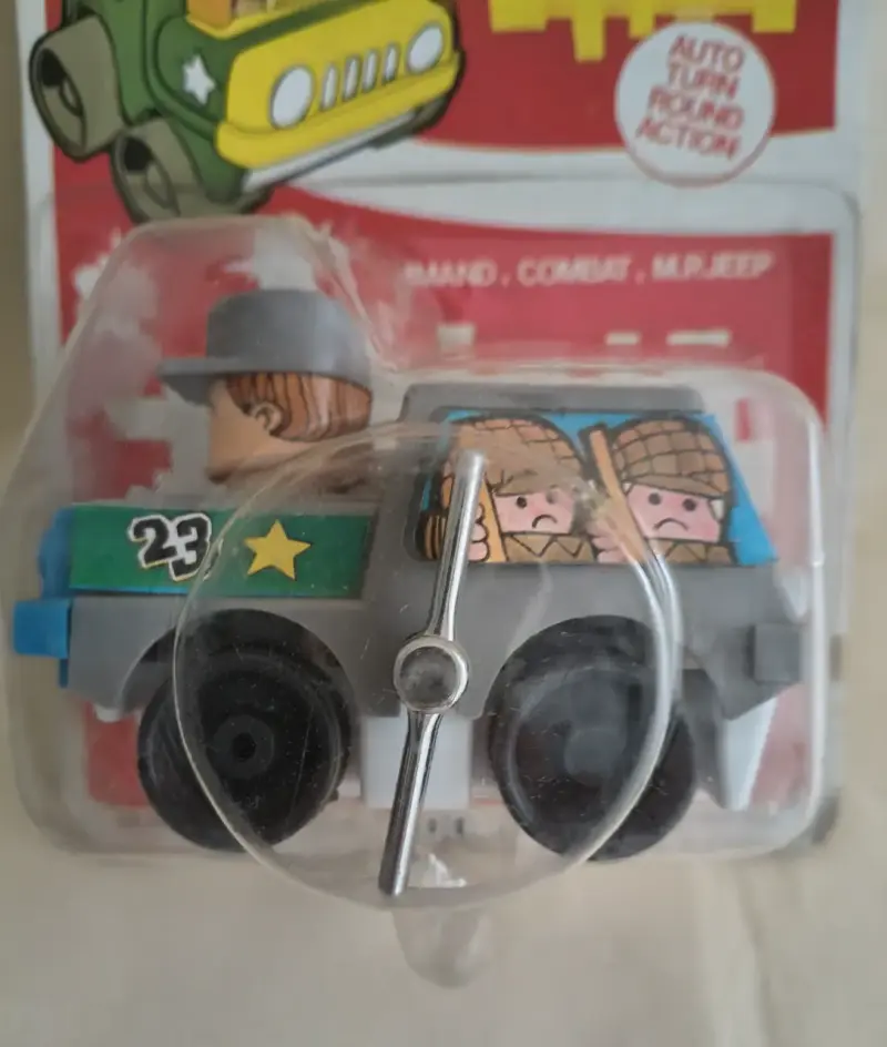 Juguete Jeep Militar Gris  a Cuerda Vintage - 3