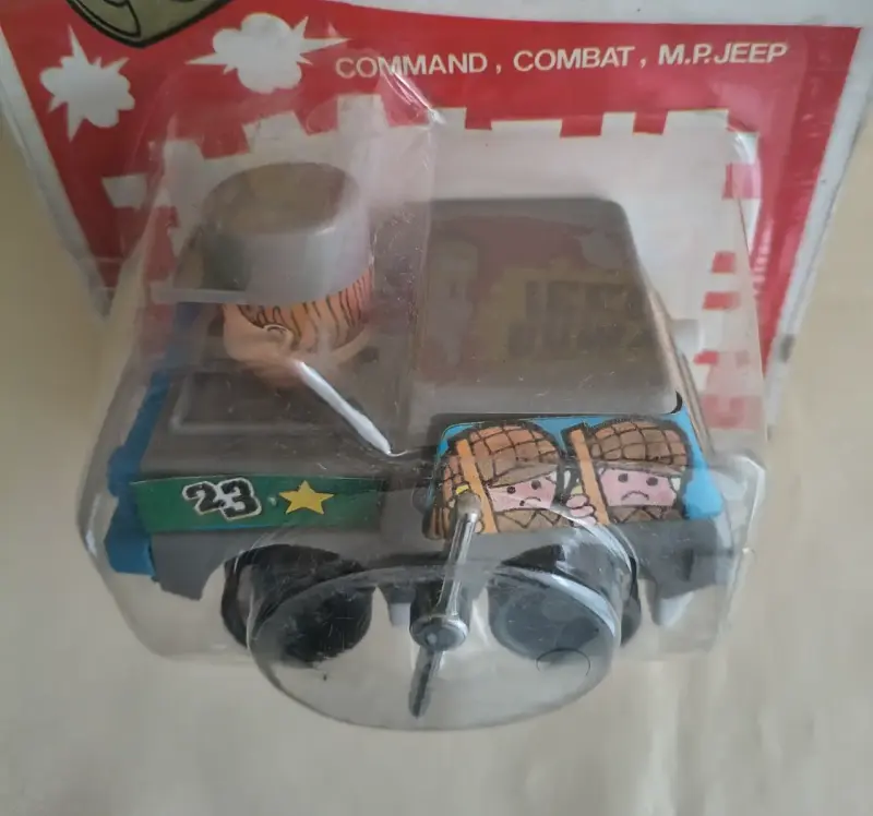 Juguete Jeep Militar Gris  a Cuerda Vintage - 5