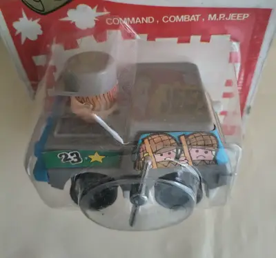 Juguete Jeep Militar Gris  a Cuerda Vintage - miniatura 5