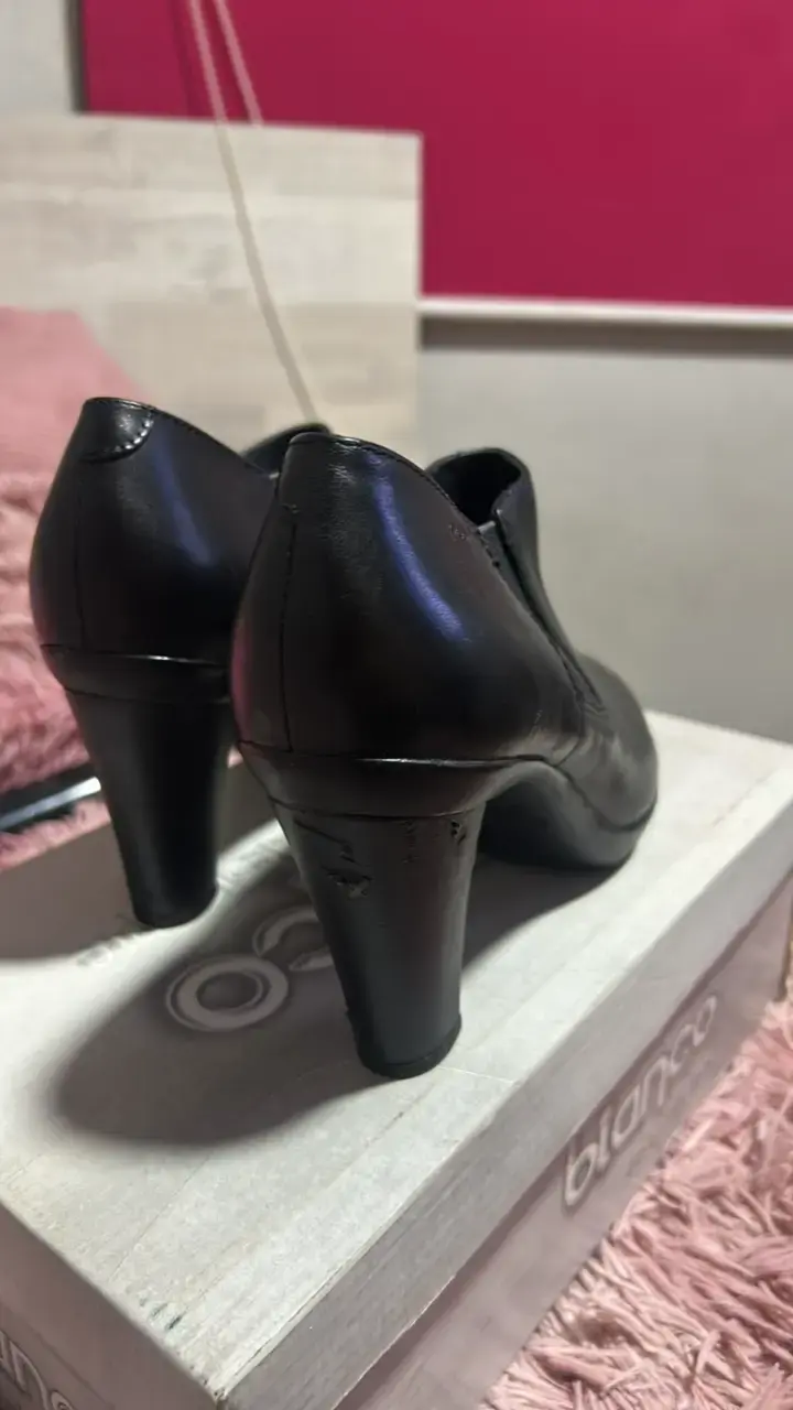 Botines de cuero negro con tacón Bianco - 3