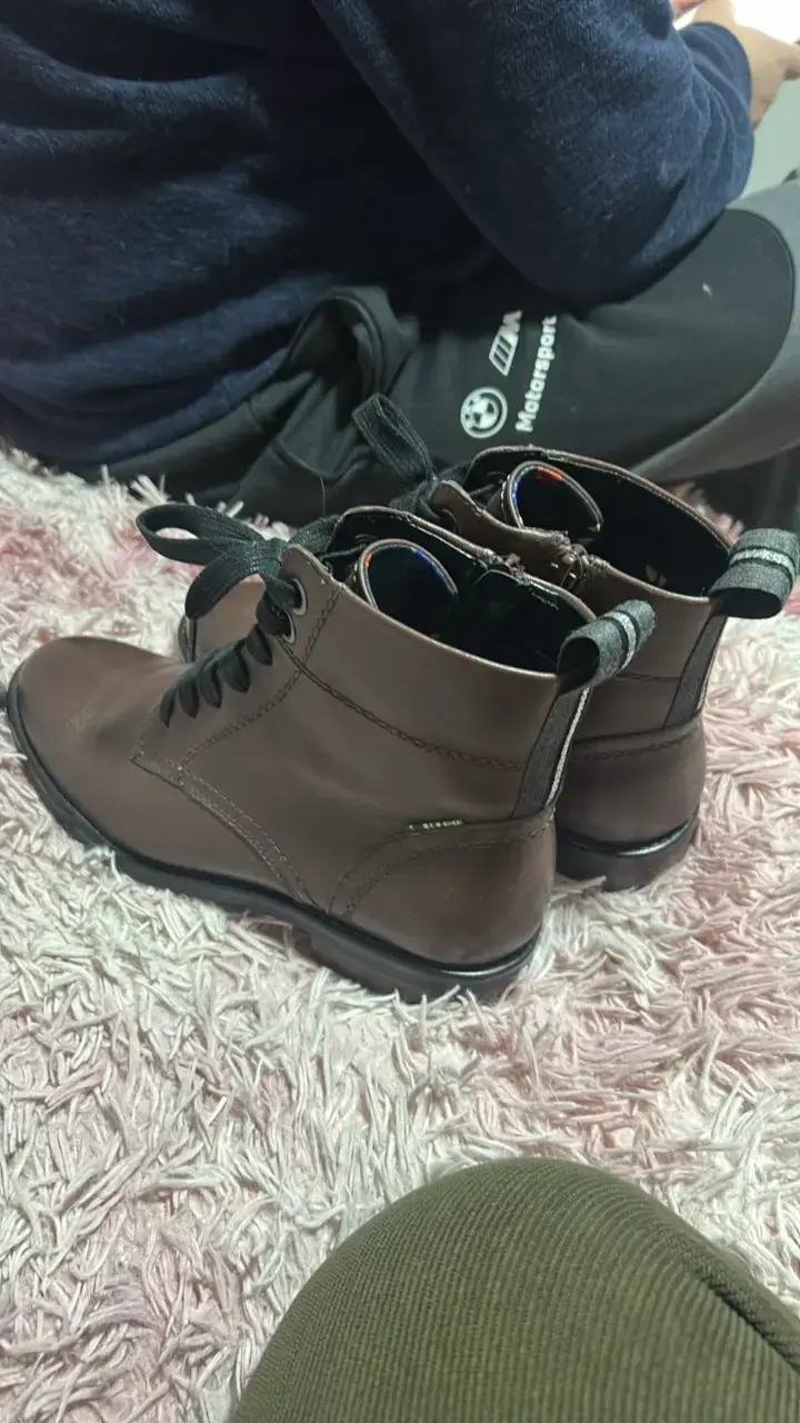 Botines de cuero marrón con cordones RKF - 3