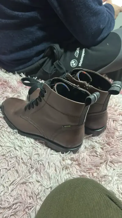 Botines de cuero marrón con cordones RKF - miniatura 3