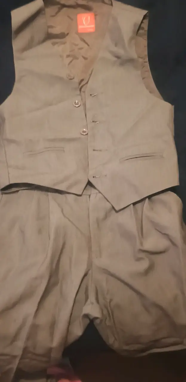Traje de niño beige a rayas con chaqueta y pantalón - 6