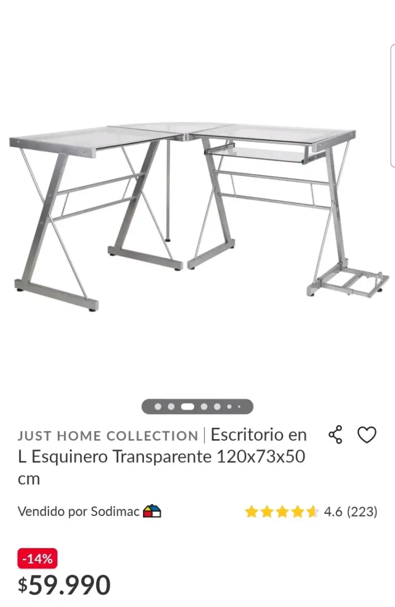 Escritorio esquinero de vidrio y metal - 5