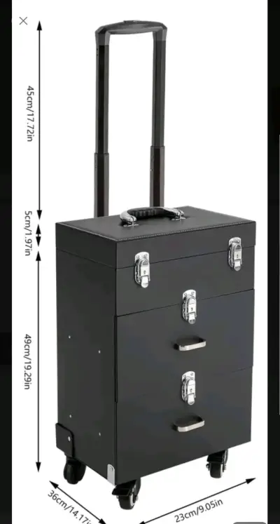 Maleta organizadora de maquillaje con ruedas negra - miniatura 1