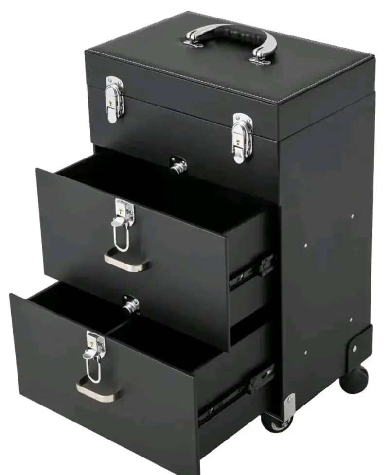 Maleta organizadora de maquillaje con ruedas negra - 2