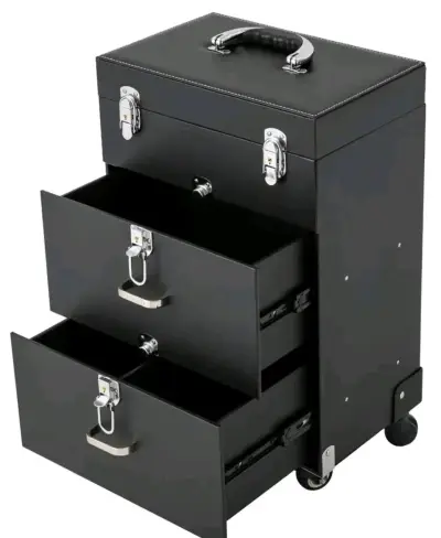 Maleta organizadora de maquillaje con ruedas negra - miniatura 2