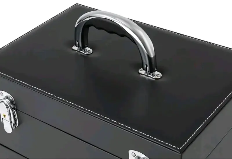 Maleta organizadora de maquillaje con ruedas negra - 4