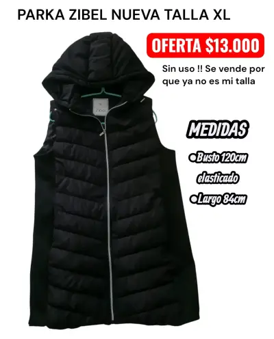 Parka sin mangas Zibel negra talla XL - miniatura 3