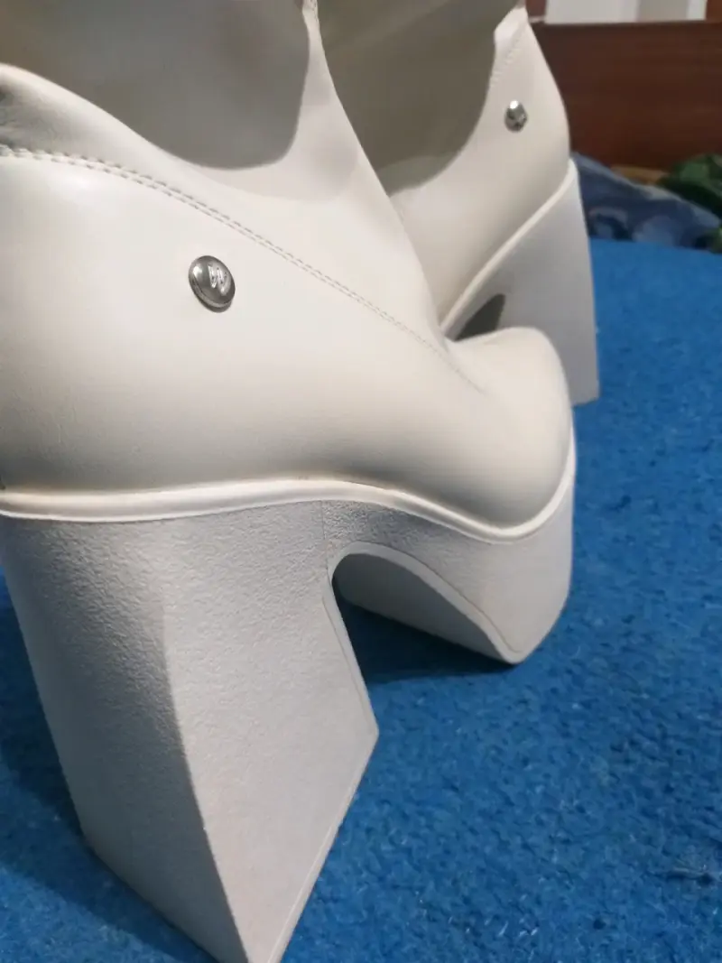 Botines Plataforma Taco Geométrico – Color Marfil - 4