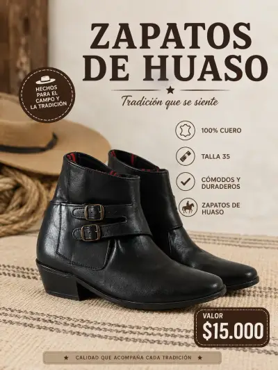 Zapatos de huaso de cuero talla 35 - miniatura 1