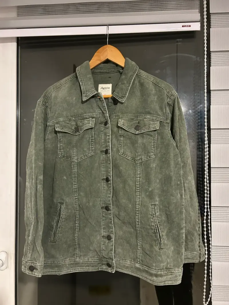 Chaqueta cotelé verde AcidWash - 1