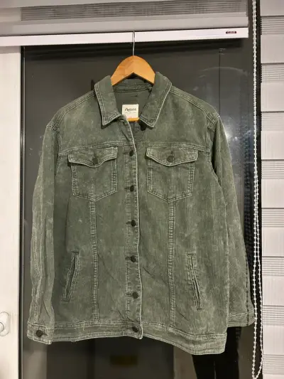 Chaqueta cotelé verde AcidWash - miniatura 1
