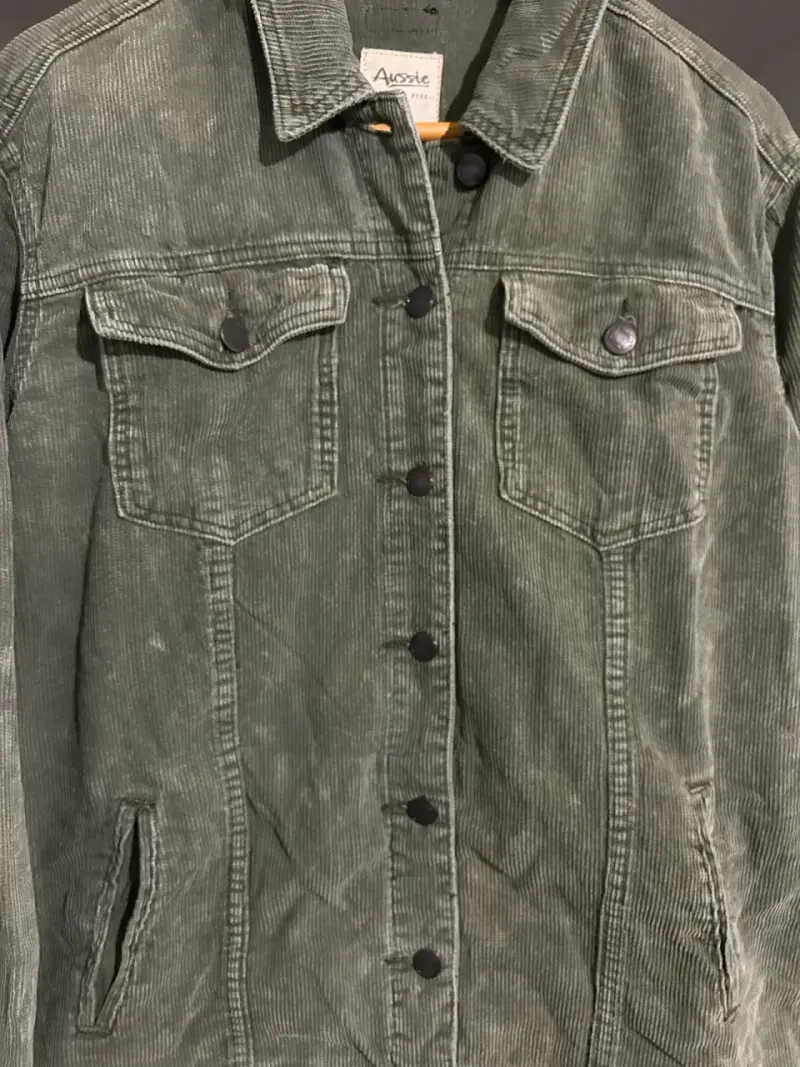 Chaqueta cotelé verde AcidWash - 3