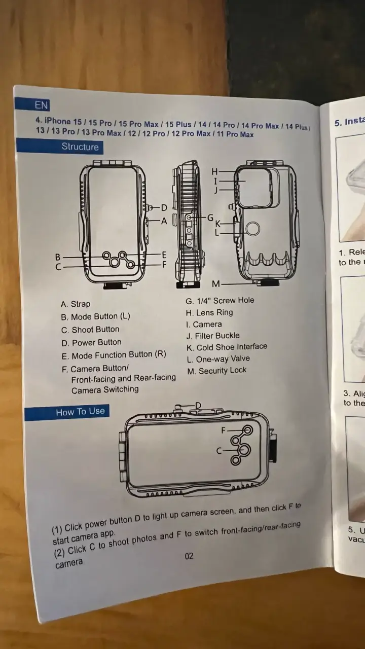 Carcasa de buceo Puluz para iPhone hasta 40m - 5