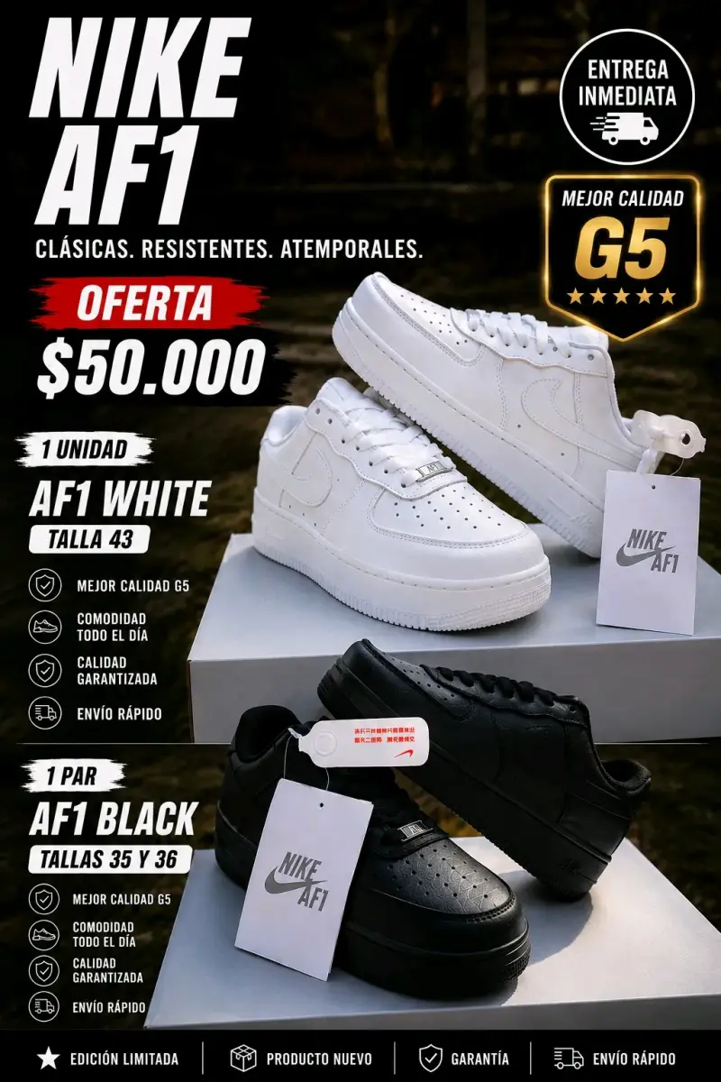 Zapatillas Nike AF1 Blancas y Negras