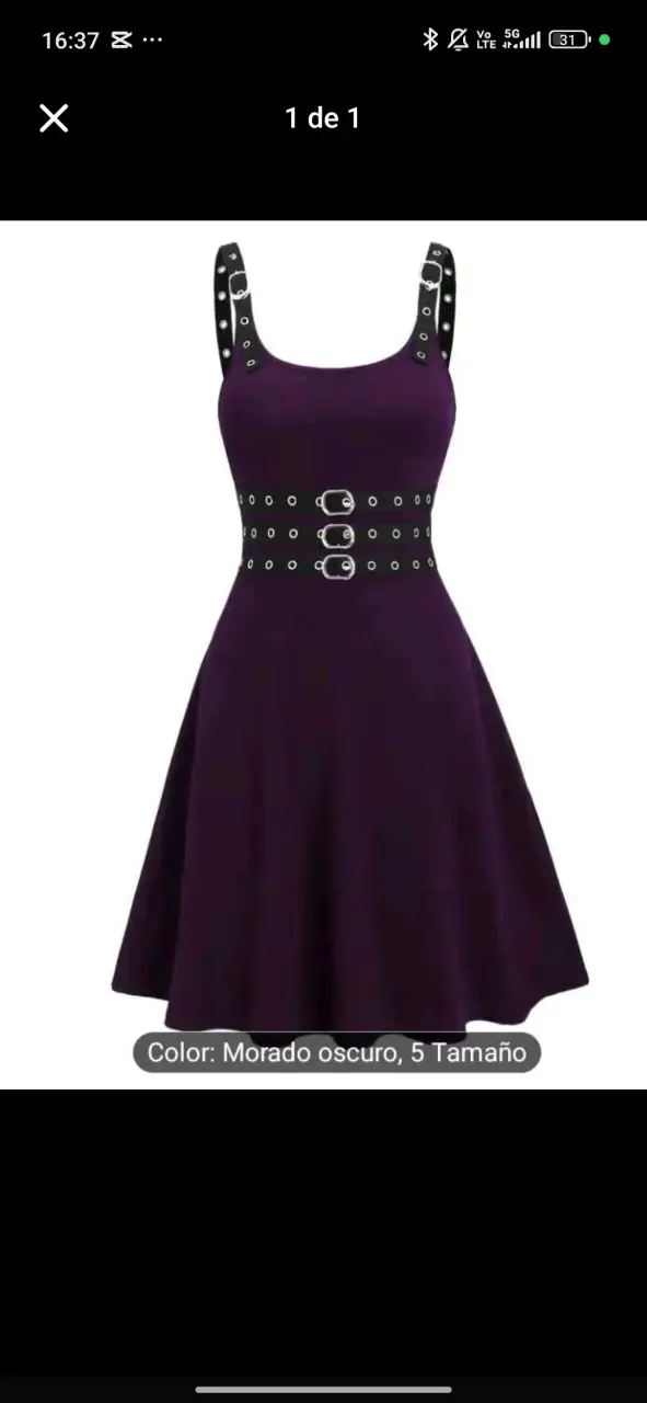 Vestido morado oscuro con tirantes ajustables