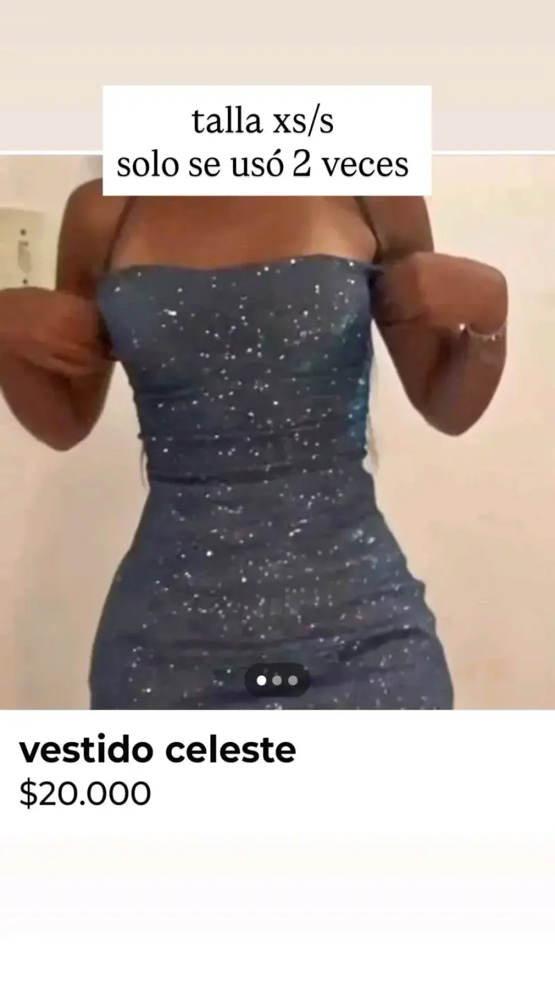 Vestido Celeste Brillante Talla XS/S - 2