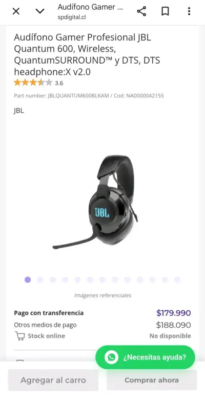Audífono Gamer Profesional JBL Quantum 600 - miniatura 4