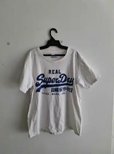 Polera blanca Superdry con estampado azul - miniatura 1