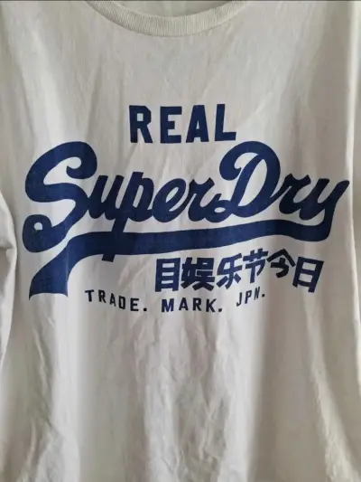 Polera blanca Superdry con estampado azul - miniatura 3